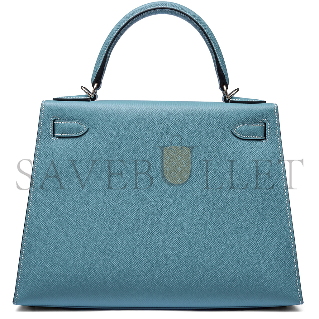 H**mes bleu jean epsom kelly 25 sellier palladium hardware (25*17*7cm)